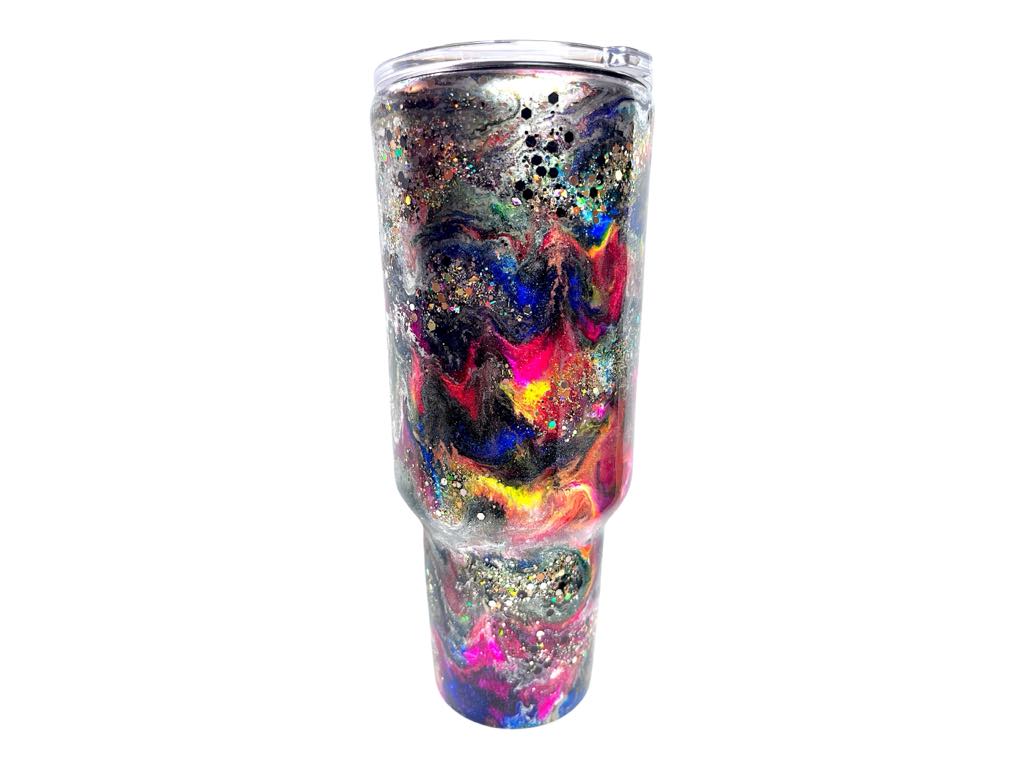 #255 - 40oz Curve Tumbler - Ink Swirl with Gliltter - With or Without Handle