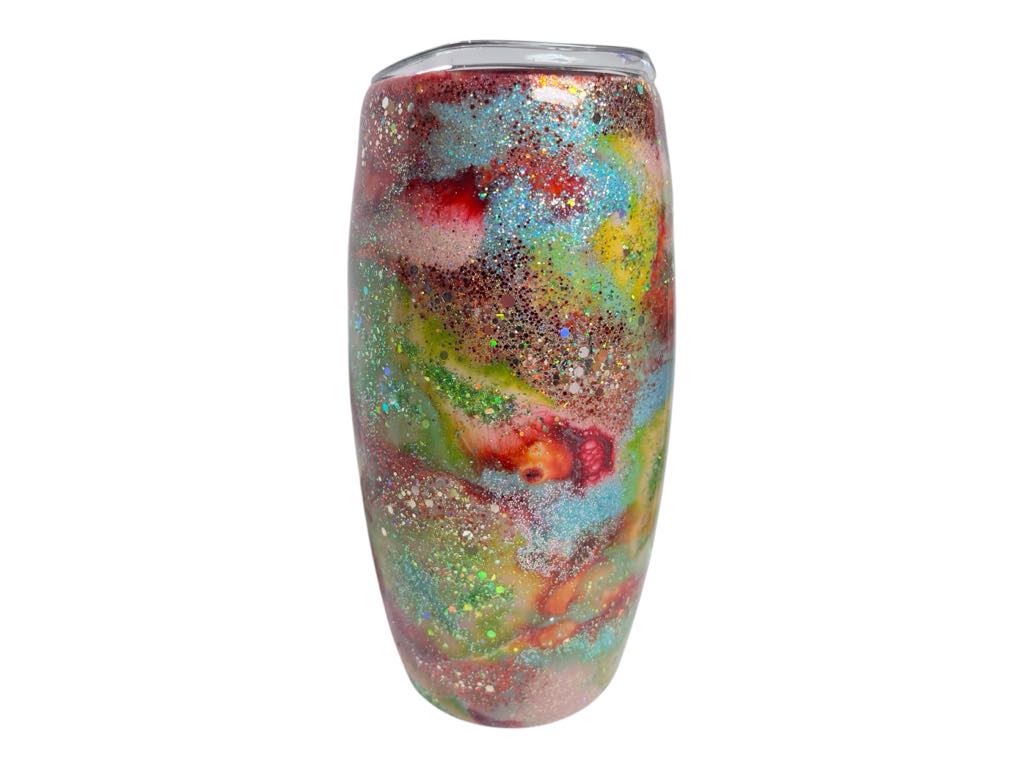 #256 - 25oz Barrel Tumbler - Ink Drop with Glitter