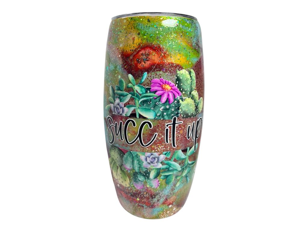 #256 - 25oz Barrel Tumbler - Ink Drop with Glitter