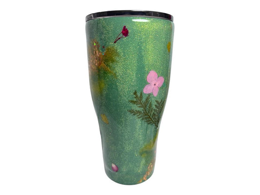 #257 - 30oz Curve Tumbler - Botanical Theme with Real Dried Flowers