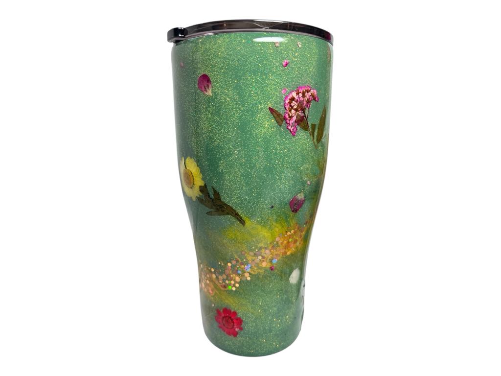 #257 - 30oz Curve Tumbler - Botanical Theme with Real Dried Flowers