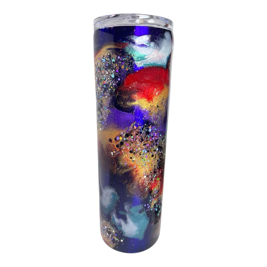#262 - 30oz Skinny Tumbler - Ink Swirl with Glitter