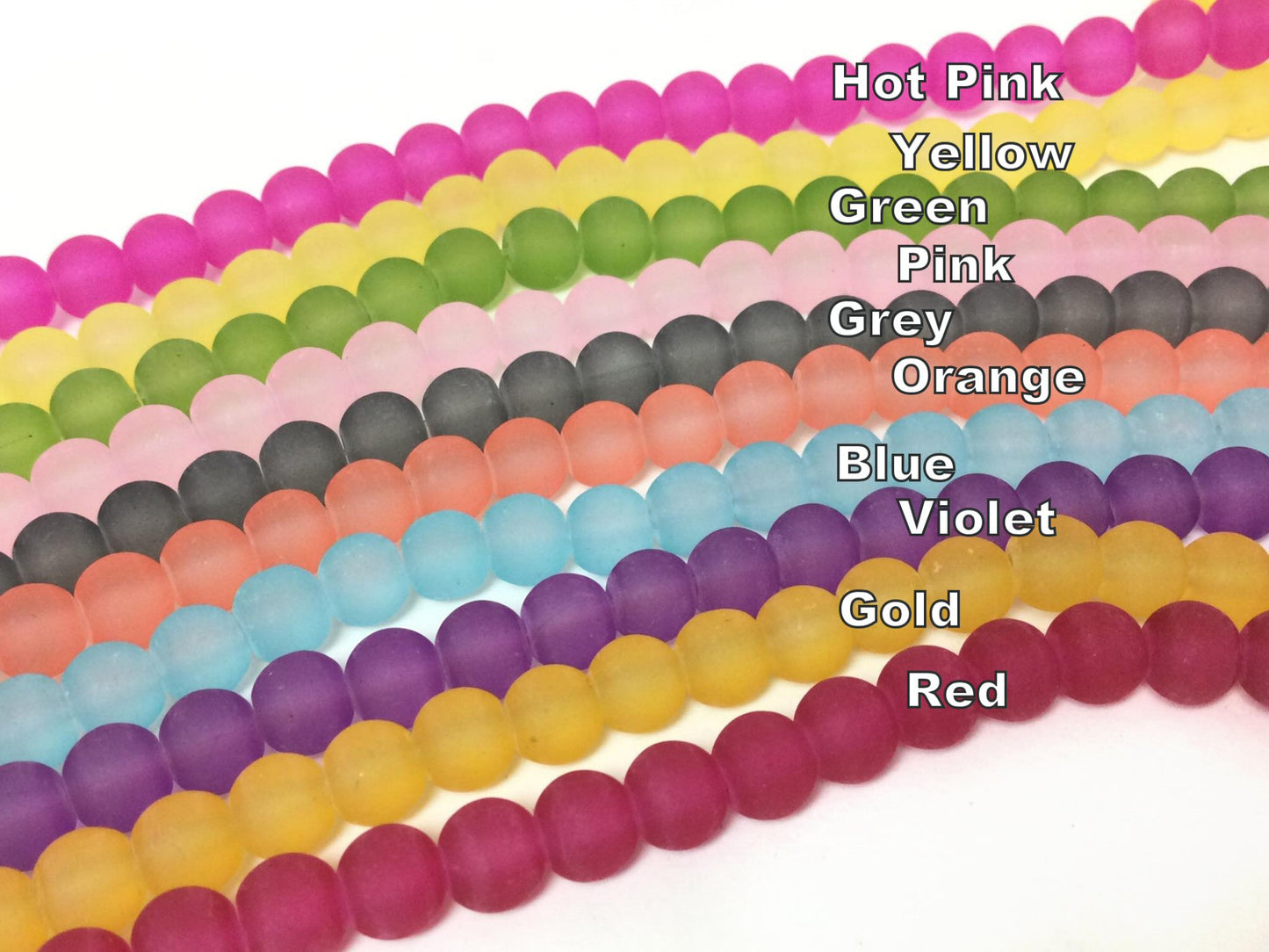 #2636 / Frosted Glass 6mm or 8mm Round Beads / 1mm Hole / 15 1/2" Strand / Your Choice of Size & Color