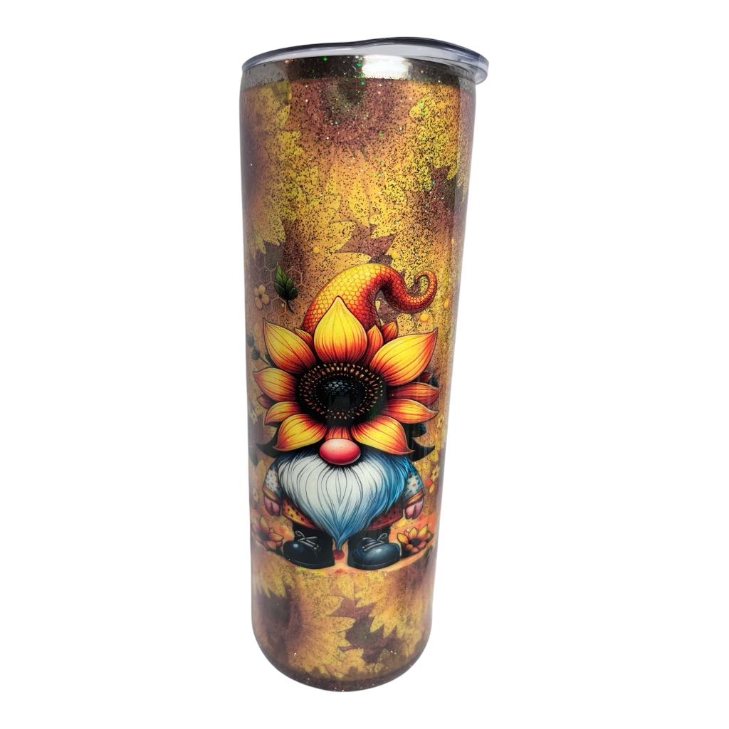 #268 - 20oz Skinny Sunflower Tumbler - Decal: Sunflower Gnome