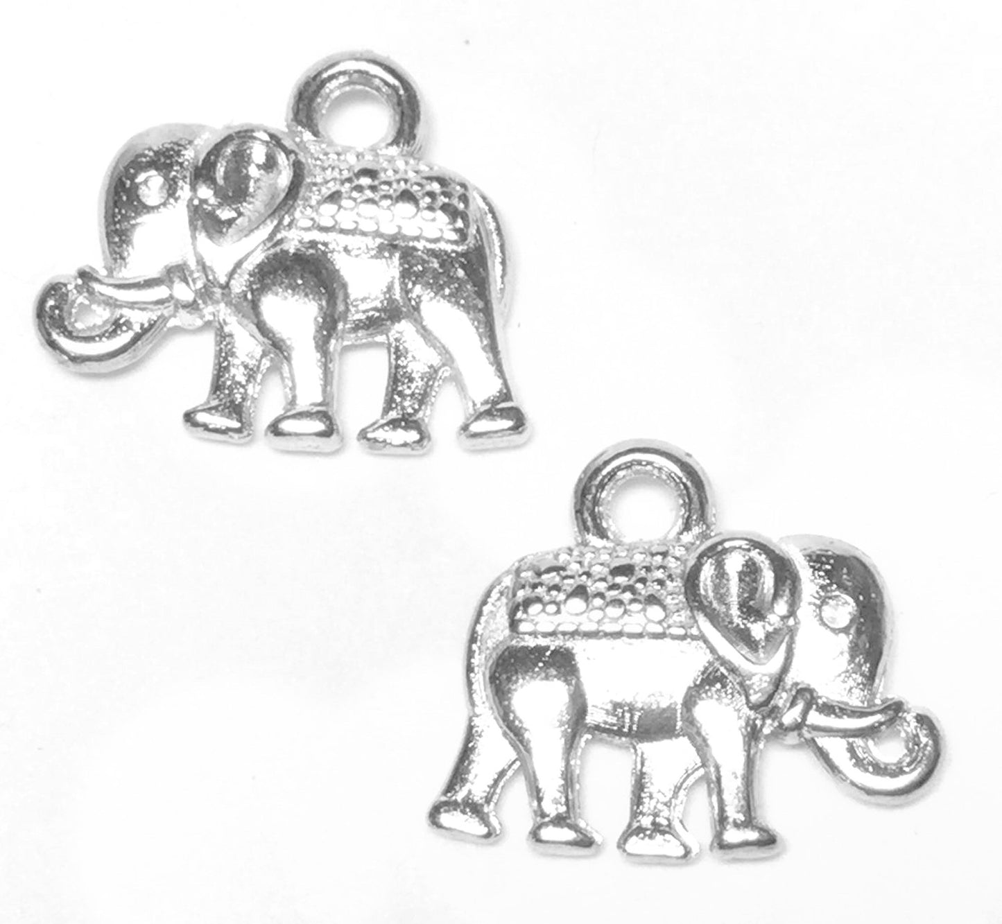 #2709 / Antique Silver Vintage-Style Elephant Charm-Pendant-Earring / Cadmium-Nickel-Lead Free / 12x14x2.5mm / 1mm Attached Loop / Lot of 5