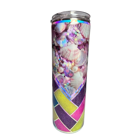 #272 - 30oz Skinny Tumbler / V-Split with Herringbone Glitter Pattern