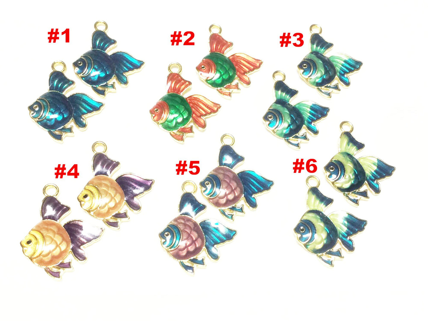 #2720 /  Multicolor Enamel Fish or Butterfly Charm, Pendant or Earring / 22x20mm / 2mm Attached Loop / Sold Individually / Your Choice of Color