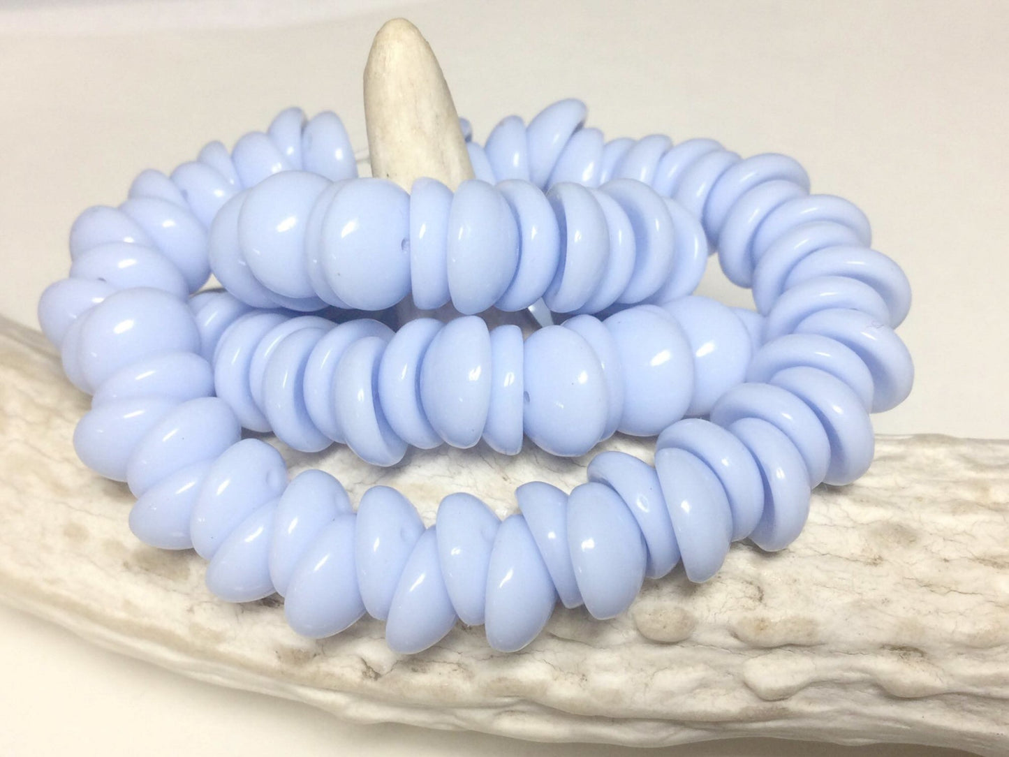 #2741 / Czech 4x8mm Opaque Periwinkle Piggy Beads / Duo-Holes 1mm / Strand of 25