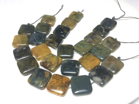 #2746 / Golden Pietersite 14mm Puffed Square Beads / Strand of 9 Beads