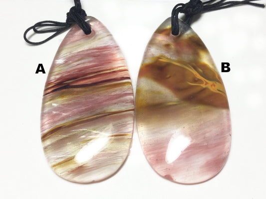 #2760 / Natural Tiger Glass Flat Back Teardrop Pendant / 2.5mm Hole / Your Choice A or B
