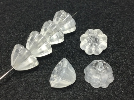 #2761 / Transparent Imitation Crystal Jade Glass Lotus Pod Beads / 11x10x8mm / Lot of 10
