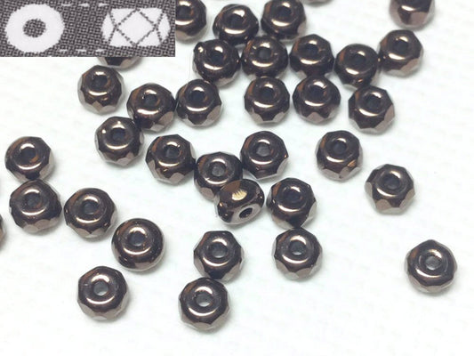 #2778 / Czech Faceted 2x3mm Micro Red Copper Glass Spacer Beads / .8mm Hole / Lot of 102