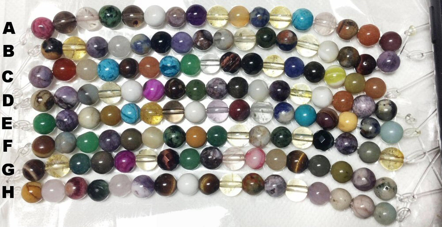 #2783 / Authentic Natural 6mm Mixed Gemstone Round Beads / .6mm Hole / Strand of 17 Beads / Your Choice of Strand