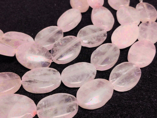 #2790 / Genuine Natural Rose Quartz Puffed Oval Beads / 10x14mm / 1mm Hole / Strand of 7 Beads