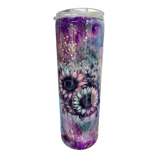 #282 - 30oz Skinny Tumbler / Metallic Sunflower Theme