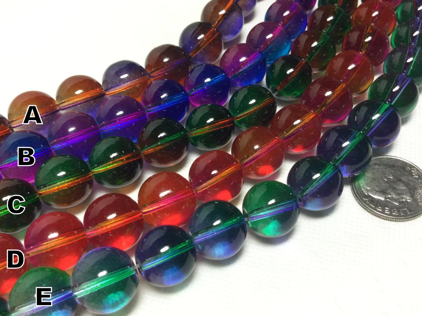 #2839 / Multicolor Transparent Glass 12mm Round Beads / 1.5mm Hole / 15 1/2" Strand / Your Choice of Color