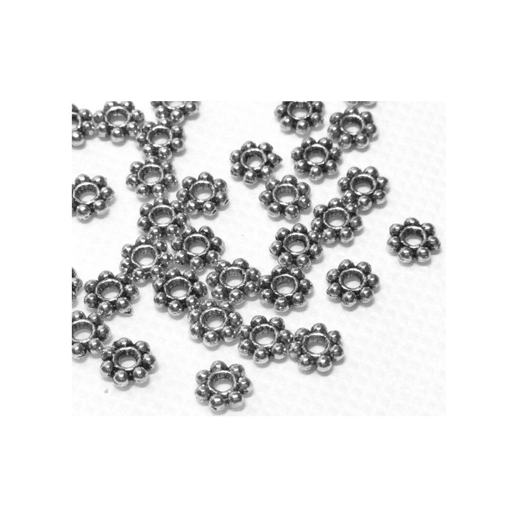 #2840 / Antique Silver Carved 7-Petal Knobby Spacer Beads / Your Choice of 4x1mm or 6x2mm / 1.5mm Center Hole / Lot of 50