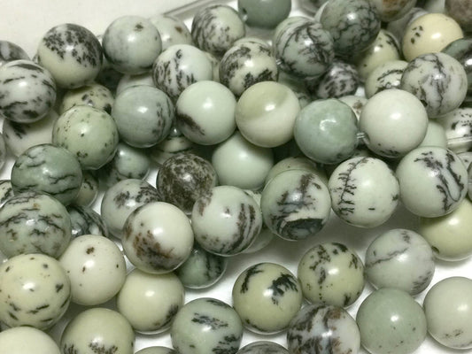 #2850 / Natural Dendritic Chohua Jasper Round Beads / 8-8.5mm / 1mm Hole / 7 1/2” Strand