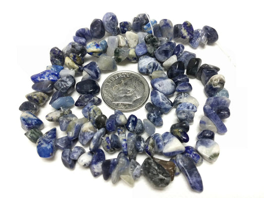 #2854 / Natural Sodalite Small-Medium Chip Beads / 5-8mm / 1mm Hole / 17” Strand