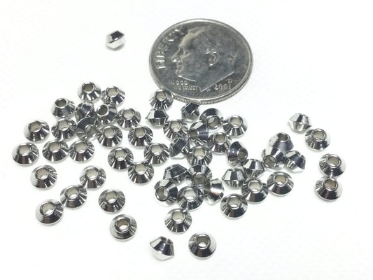 #2857 / 304 Stainless Steel Bicone Beads / 4x2mm / Lot of 20