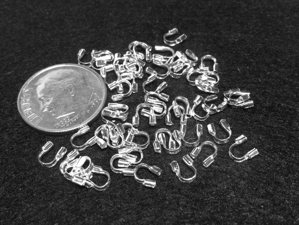 #2876 / Silver Colored Brass Wire Guards / 5x4x1mm / Nickel Free / Lot of 25