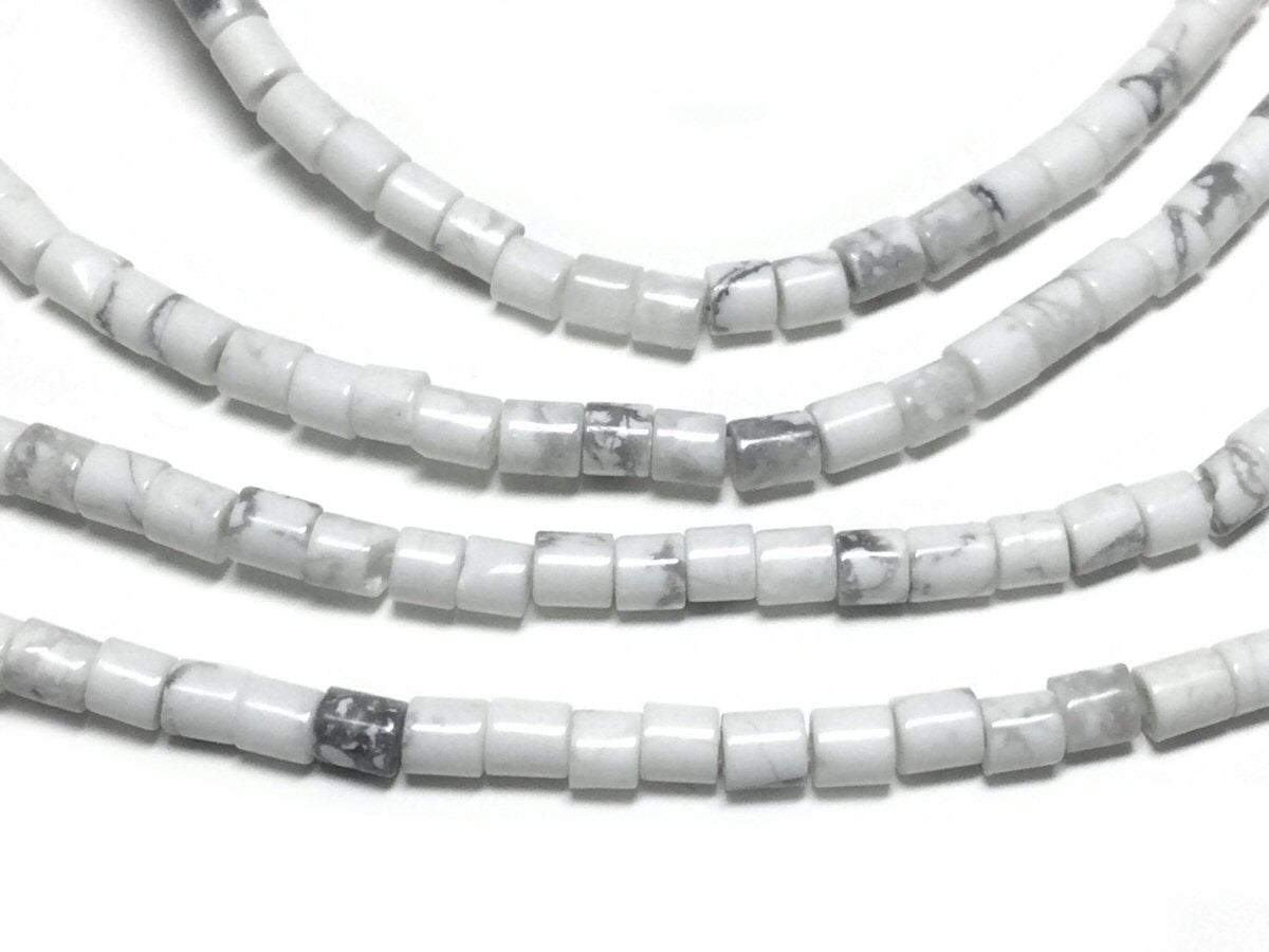 #2886 / Natural Howlite Column Beads / 2x2mm / 0.8mm Hole / 7 3/4” Strand