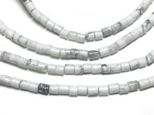 #2886 / Natural Howlite Column Beads / 2x2mm / 0.8mm Hole / 7 3/4” Strand