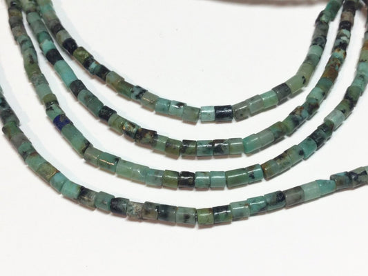 #2887 / Natural African Turquoise Column Beads / 2x2mm / 0.8mm Hole / 7 3/4” Strand