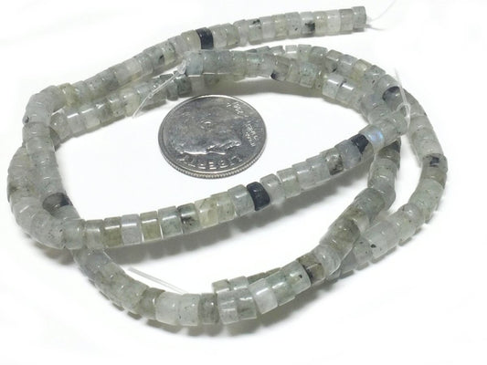#2890 / Natural Labradorite Heishi Beads / 4x2mm / 0.6mm Hole / 7 3/4” Strand