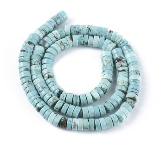 #2899 / Natural Howlite Turquoise (Dyed) Heishi Beads / 6x3mm / 0.8mm Hole / 7 1/2” Strand