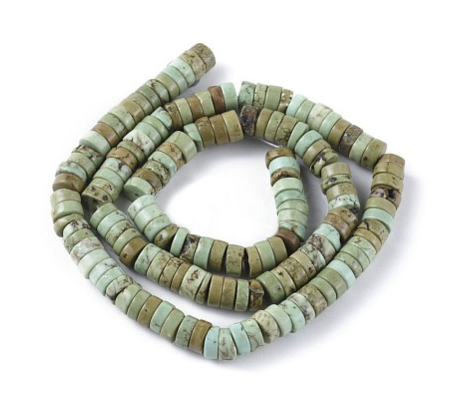 #2900 / Natural Howlite Sea Green (Dyed) Heishi Beads / 6x3mm / 0.8mm Hole / 7 1/2” Strand