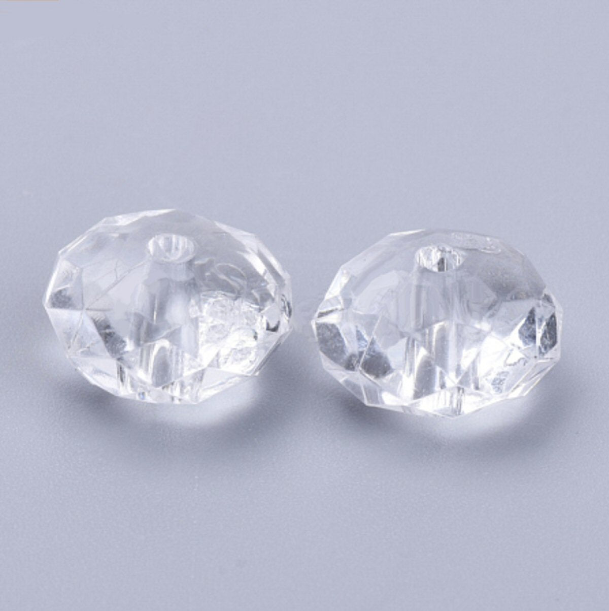 #2912-#2913 / Translucent Acrylic Faceted Clear Rondelle Beads / 8x5mm / 1.4mm Hole / Your Choice of Clear or Blue / Lot of 50