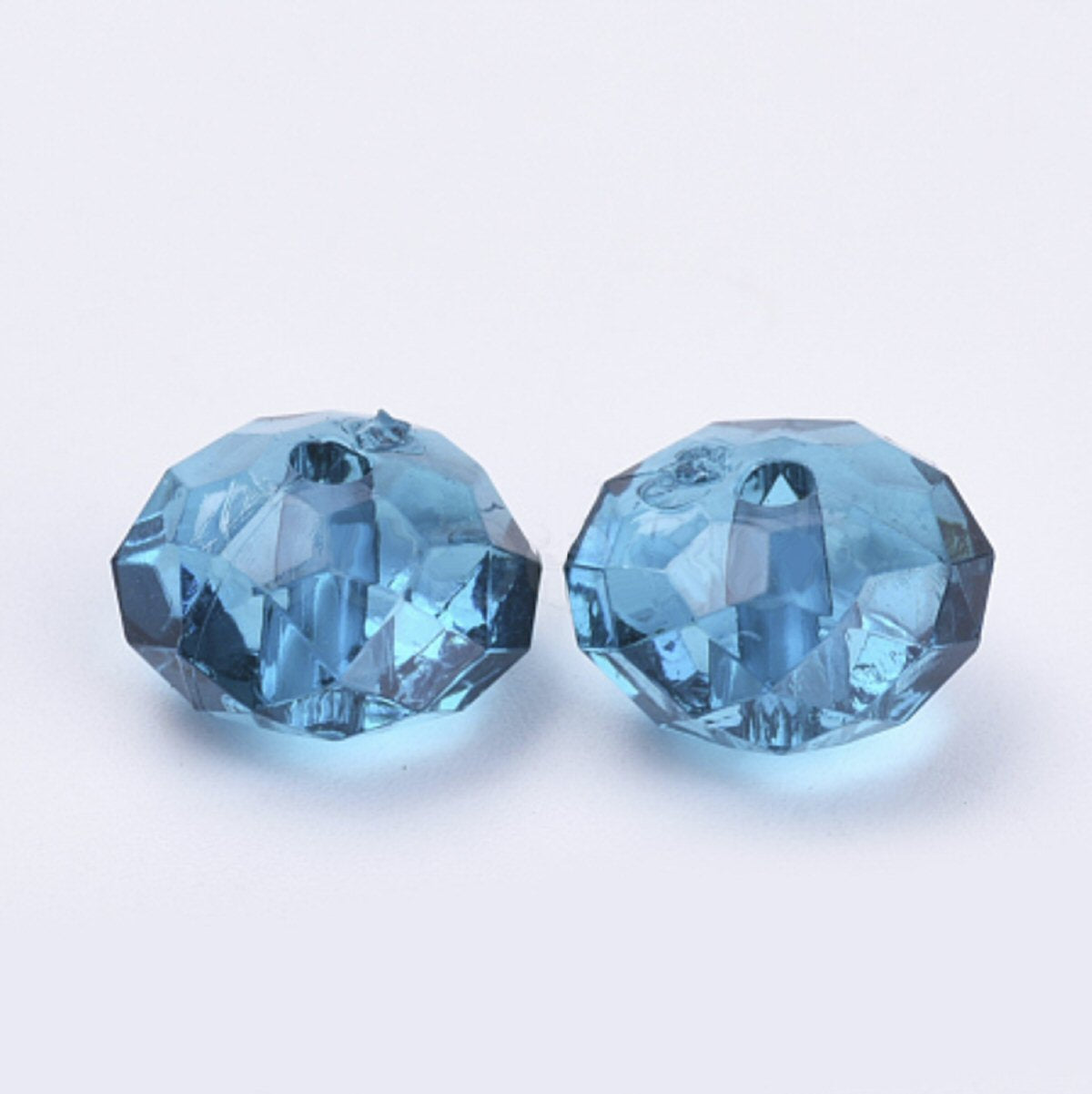 #2912-#2913 / Translucent Acrylic Faceted Clear Rondelle Beads / 8x5mm / 1.4mm Hole / Your Choice of Clear or Blue / Lot of 50
