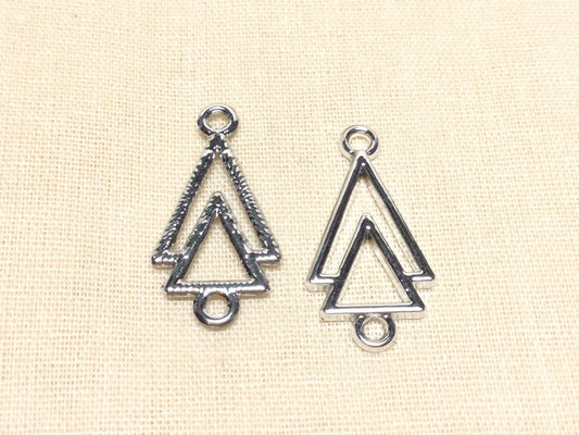 #2917 / Platinum Color Alloy Triangle Connectors / 24x12x1.5mm / 1.5mm Loops / Lot of 2