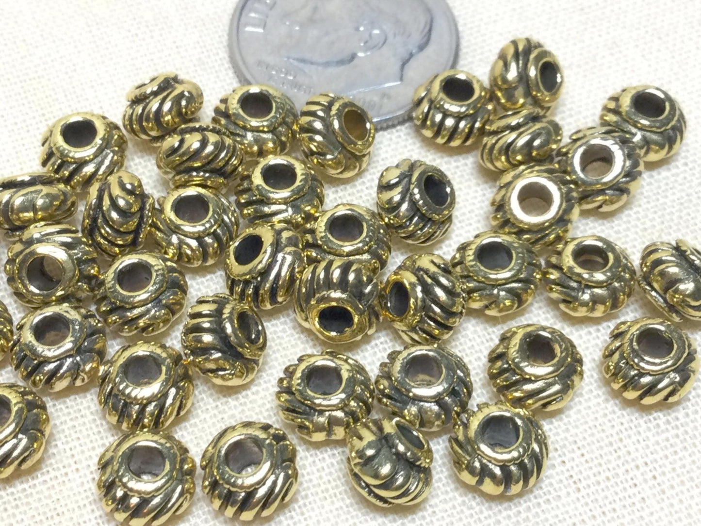 #2926 / Antique Golden Rondelle Spacer Beads / Cadmium-Lead Free / 6x4mm, Hole: 2mm / Lot of 10