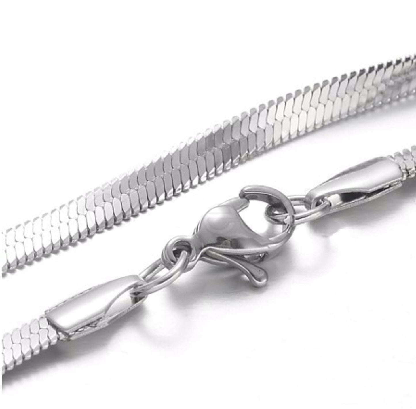 #2941 / 304 Stainless Steel Snake Chain Necklace with Lobster Claw Clasp / 17.7 inches / 3mm Wide x 0.6mm Thick / Sold Individually