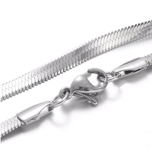 #2941 / 304 Stainless Steel Snake Chain Necklace with Lobster Claw Clasp / 17.7 inches / 3mm Wide x 0.6mm Thick / Sold Individually