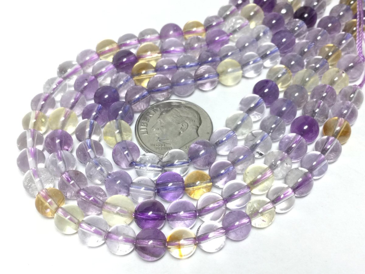 #2947 / Natural Ametrine 6mm Round Beads / Hole: 0.8mm / 7 3/4" Strand