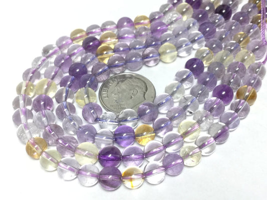 #2947 / Natural Ametrine 6mm Round Beads / Hole: 0.8mm / 7 3/4" Strand