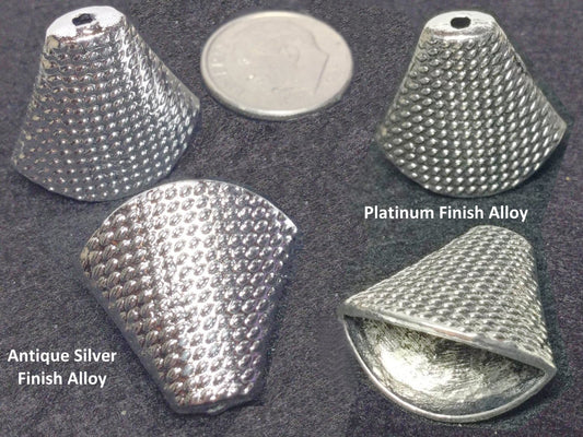 #2960 / Trapezoid-Shaped Bead Cones, Perfect for Tassels / 20x18.5x11mm / 2mm Hole / Sold Individually / Your Choice of Antique Silver Alloy Finish or Platinum Alloy Finish