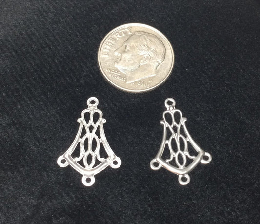 #2983 / 304 Stainless Steel Chandelier Component / 20x13.5x0.7mm / 1mm Loops (3 Bottom, 1 Top) / Lot of 5