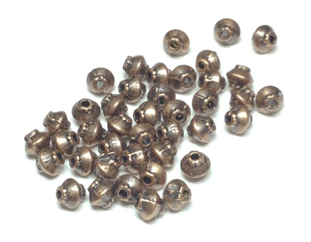 #2989 / Red Copper Bicone 5x4.5mm Spacer Beads / Lead-Nickel-Cadmium Free / 1mm Hole / Lot of 10