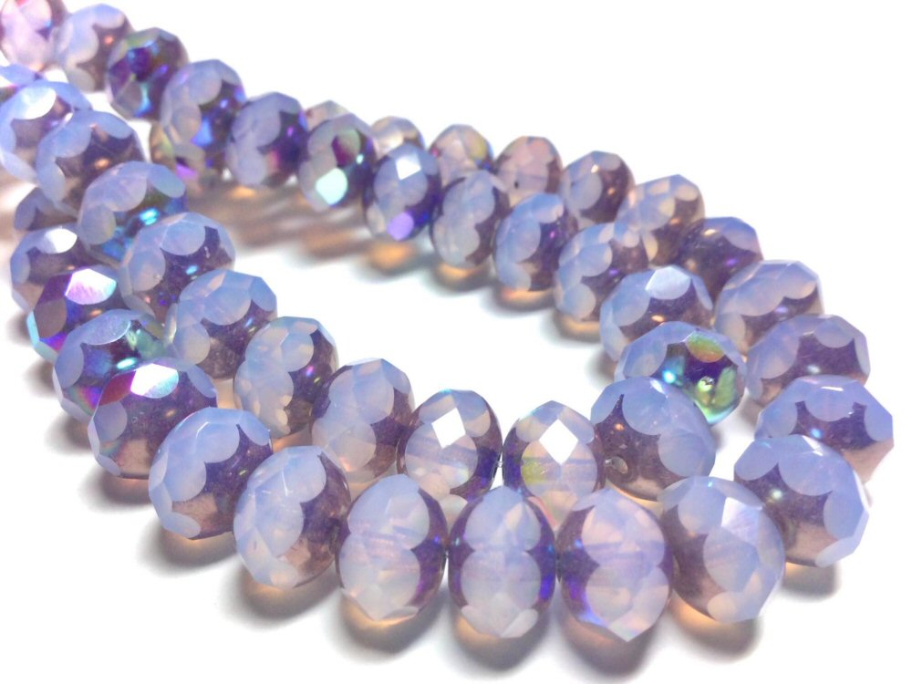 #3015 / Czech 8x6mm Pale Thistle with Bronze & AB Finish Rondelle Beads / 8x6mm / 1mm Hole / Strand of 25