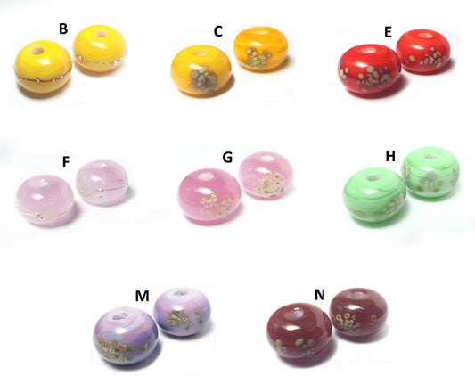 #3066 / Designer "B Marie Beads" Handmade Candy Carnival Lampwork Beads / 13x10mm / 2mm Hole / Your Choice of Color
