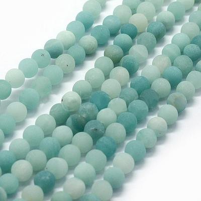 #3121 / Natural Frosted Amazonite 6mm Round Beads / 1mm Hole / 15" Strand
