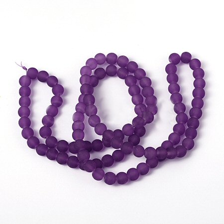 #3124 / Baking Painted Translucent 8mm Purple Glass Round Beads / 1.4mm Hole / 13" Strand