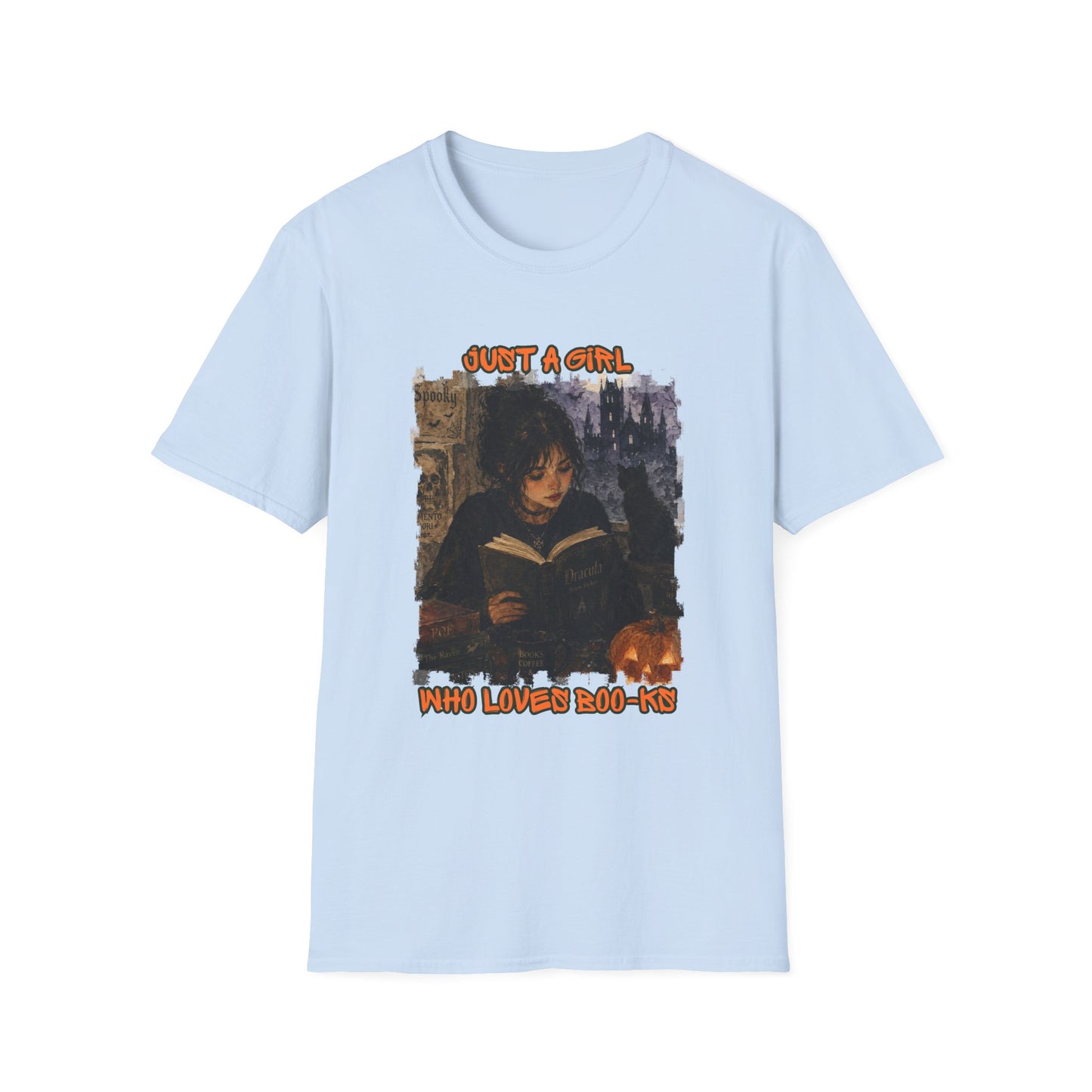 "Just a Girl Who Loves Boo-ks" T-Shirt — Moody Gothic Reader Tee