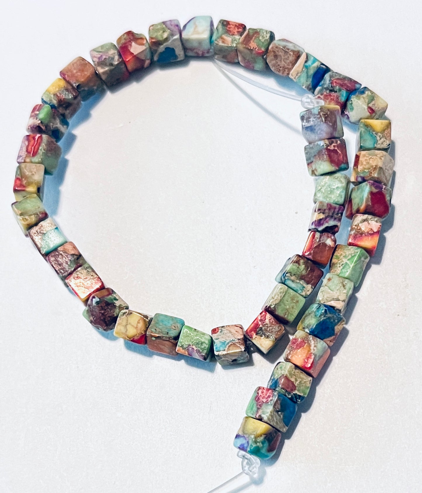 #2275 Natural Regalite Imperial Jasper Sea Sediment Cube Beads (Dyed) /4mm /