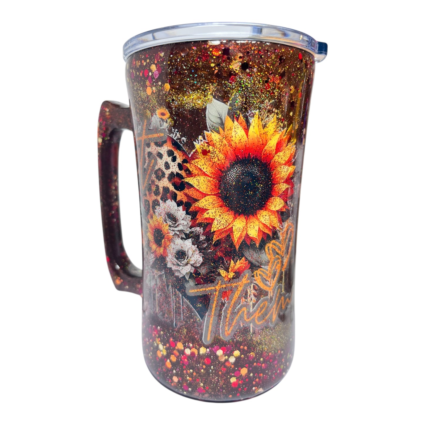 #306 - 20oz Floral Theme Beverage Mug / Decals: Floral & Leopard “Let Them” and “Let Them Misunderstand You, Judge You, Gossip About You. Never Doubt Your Worth, Your Beauty. keep Shining.