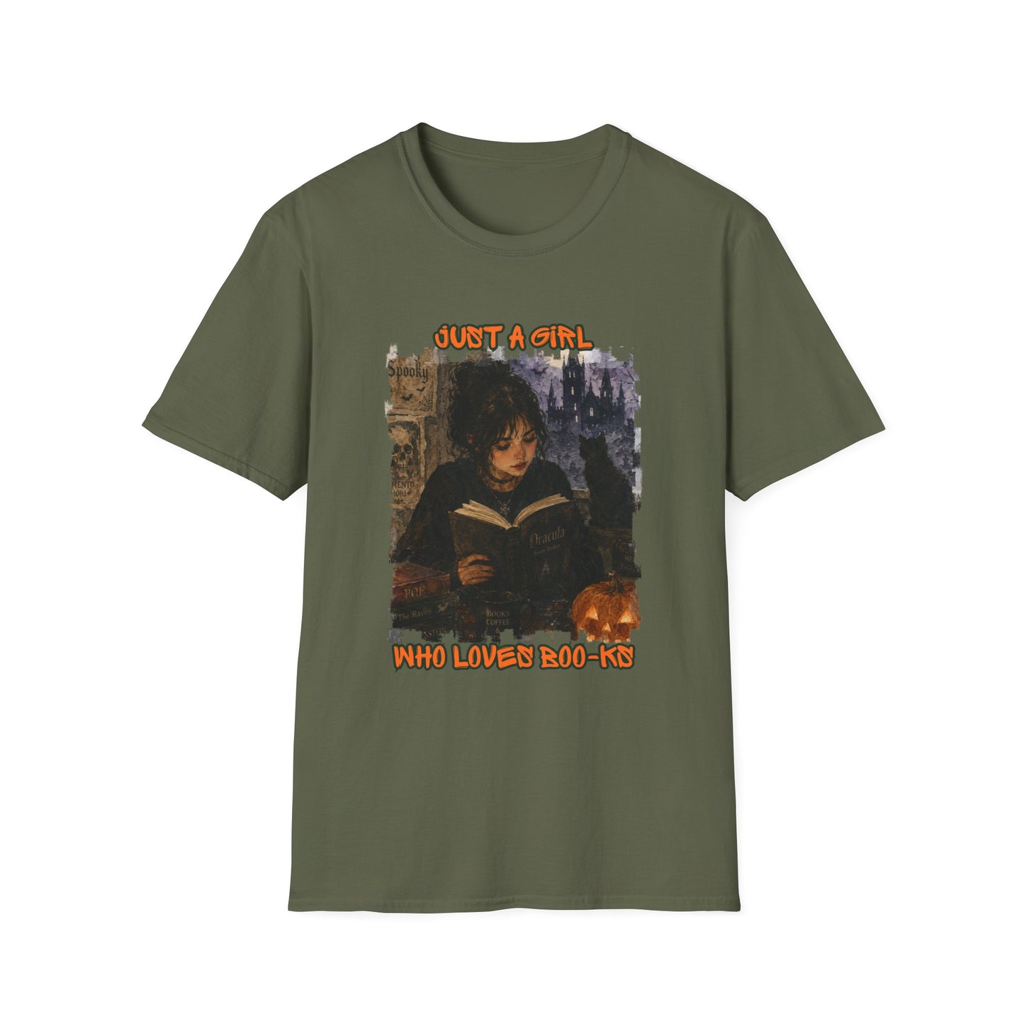 "Just a Girl Who Loves Boo-ks" T-Shirt — Moody Gothic Reader Tee